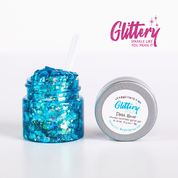 Deja Blue, Chunky Glitter Gel, Glittery Festival glitter .65oz